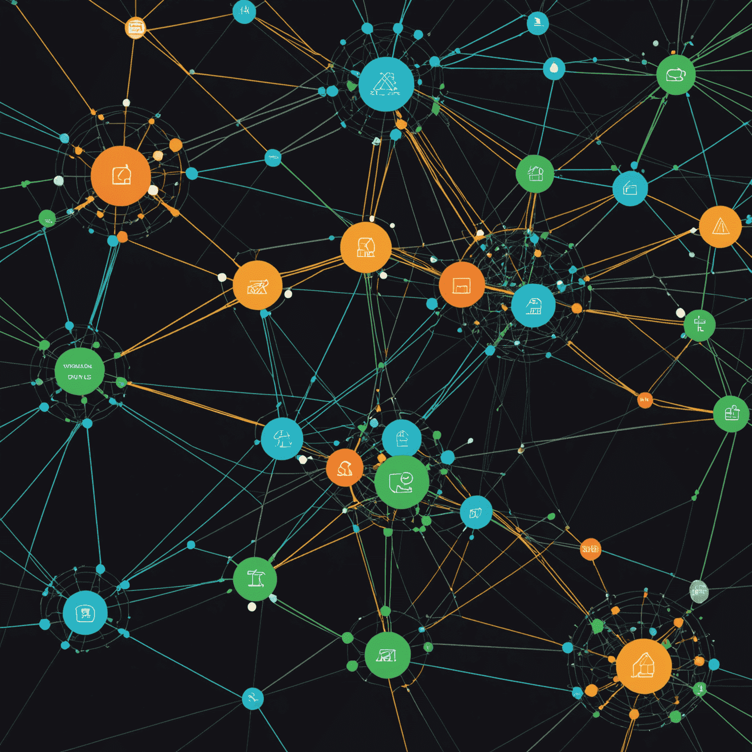 Capture d'écran montrant une cartographie réseau détaillée générée par Advanced IP Scanner, avec des nœuds colorés représentant différents types d'appareils et leurs connexions